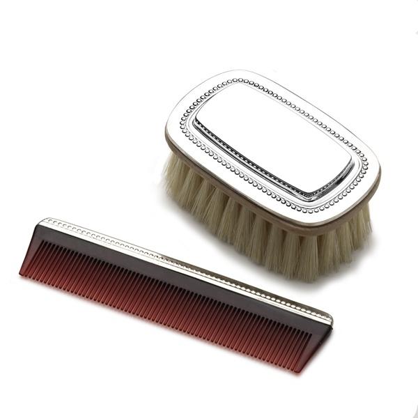 Gorham Sterling Silver Beaded Brush and Comb Set