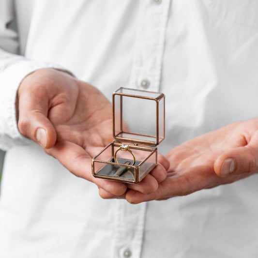 Handmade Square Glass Ring Proposal Box
