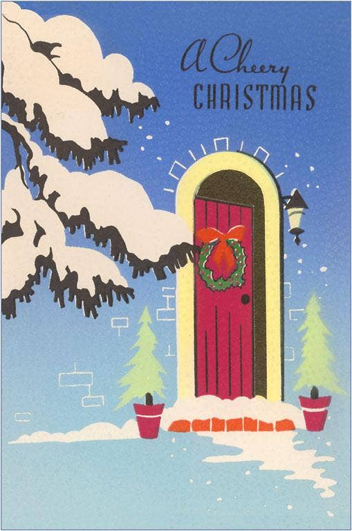 Cheery Christmas, Door with Wreath Card