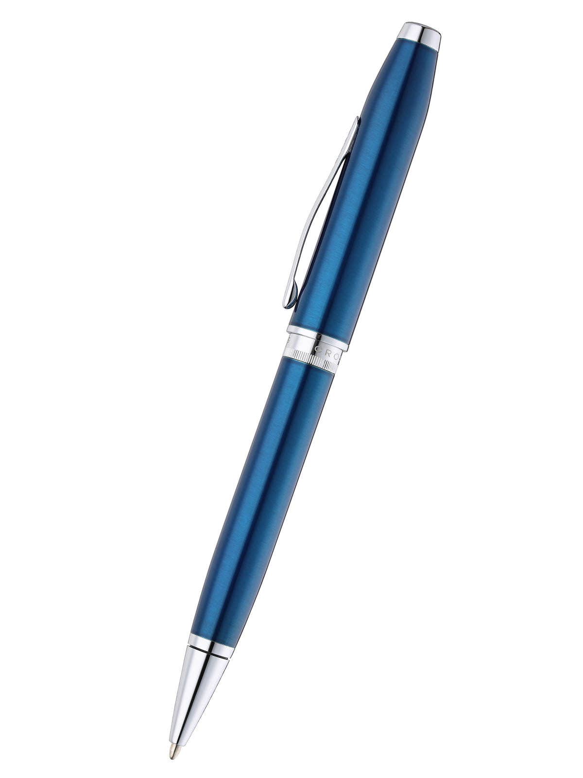 Cross Foundry Glossy Translucent Blue Lacquer with Polished Chrome Appointments Ballpoint Pen