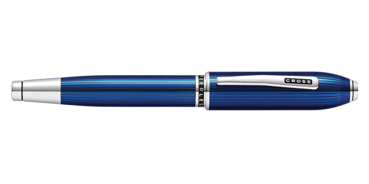Cross Peerless™ Translucent Quartz Blue Engraved Lacquer Platinum Plated Appointments Rollerball Pen