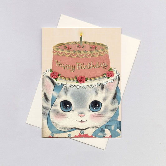 Birthday Hat Kitty Retro Birthday Card