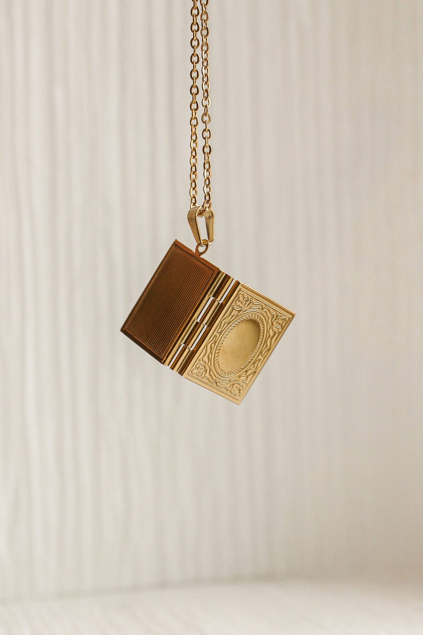 Gold Classic Book Locket Necklace