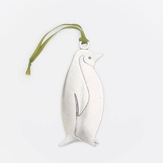 Artist Made Pewter Penguin Holiday Ornament