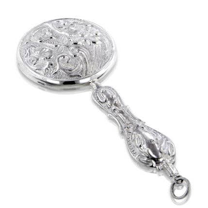 Ornate Victorian Style Sterling Silver Chatelaine Hand Mirror