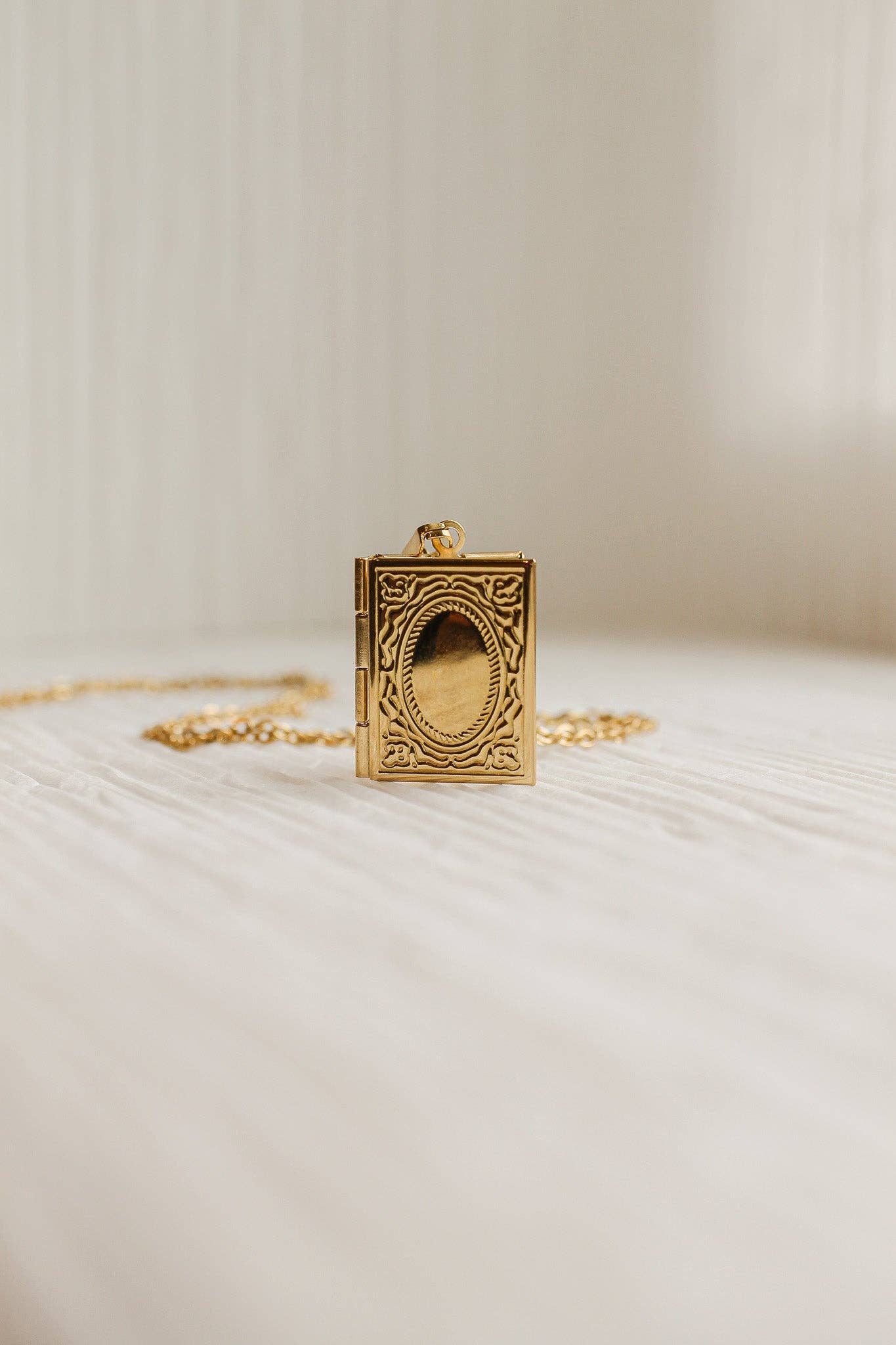 Gold Classic Book Locket Necklace