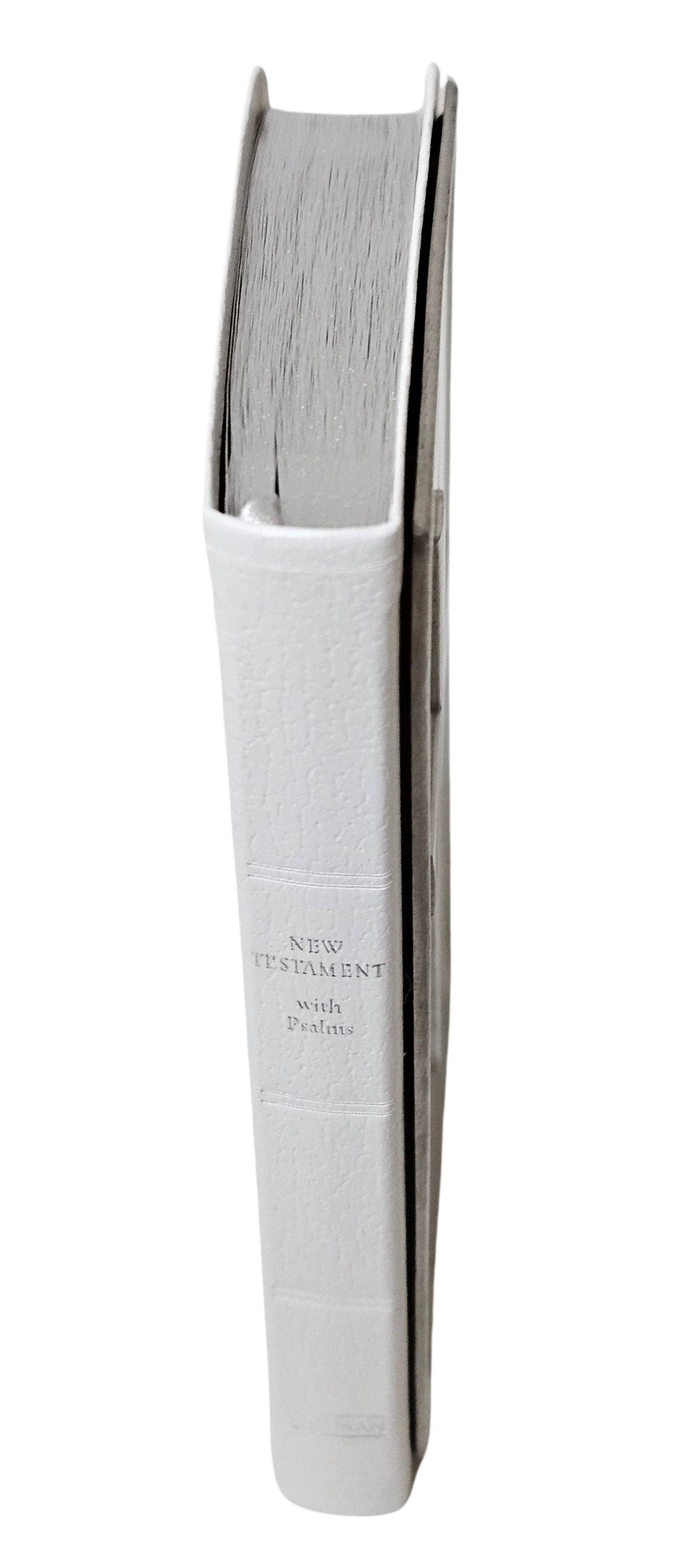 White Child's Size New Testament Bible With Engravable Pewter Cross Cover