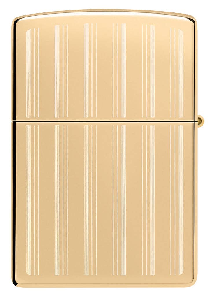 Zippo Classy Zippo Logo Pinstriped Design High Polish Brass Windproof Lighter
