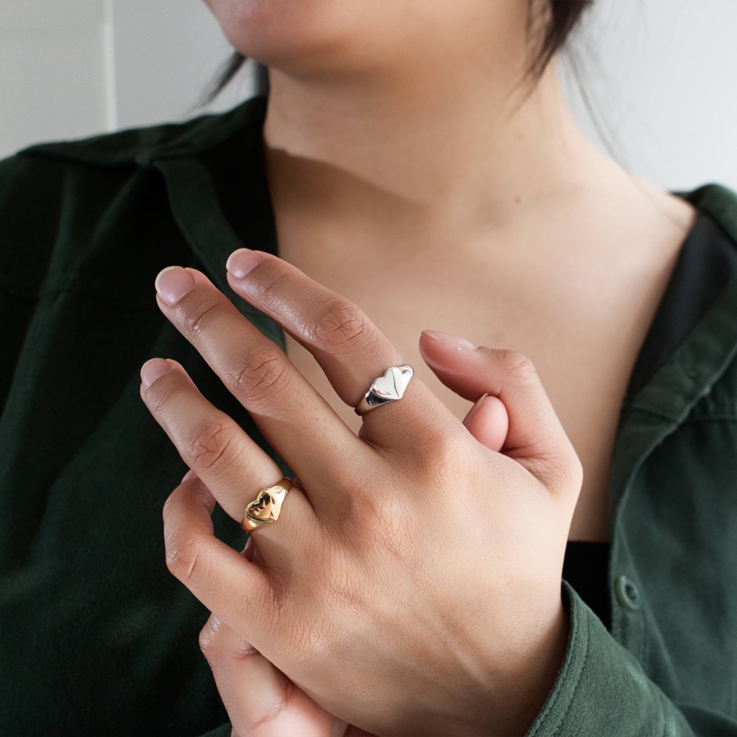 Sterling Silver Heart Signet Ring