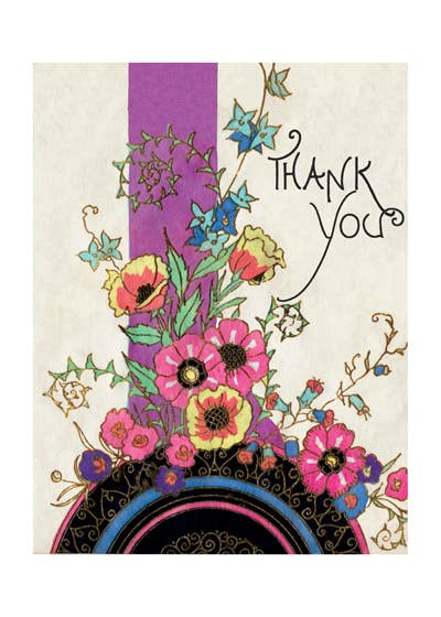 Art Deco Floral Thank You Greeting Card