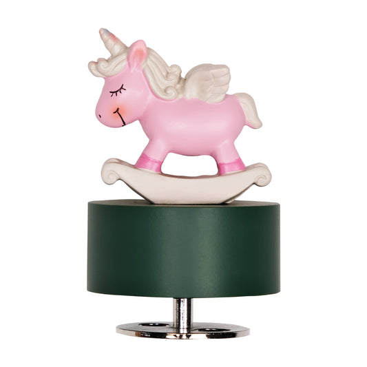 Handcrafted Wind-Up Wooden Pink Unicorn Music Box
