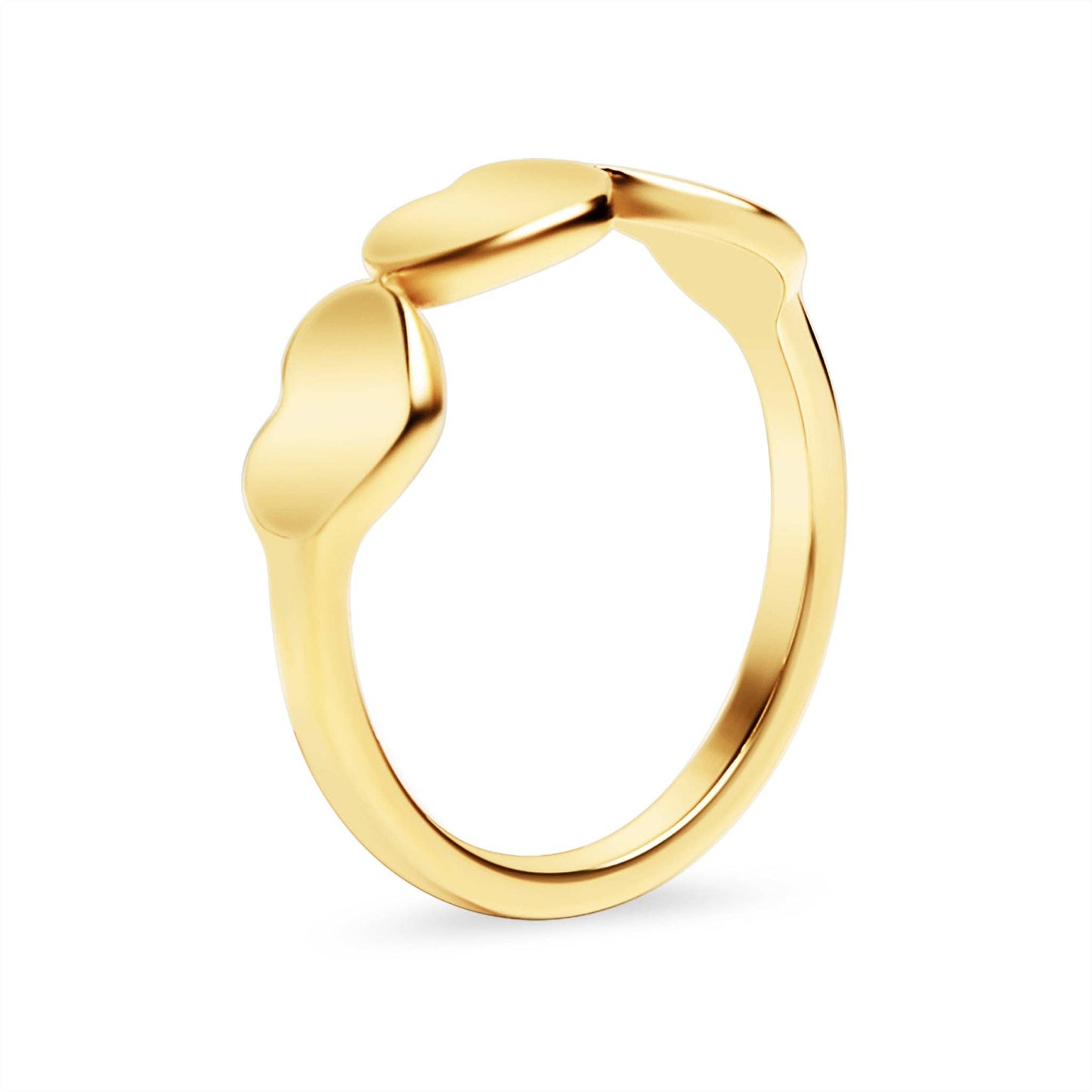 18k Gold PVD Coated Stainless Steel 3 Heart Ring (Gold or Silver)