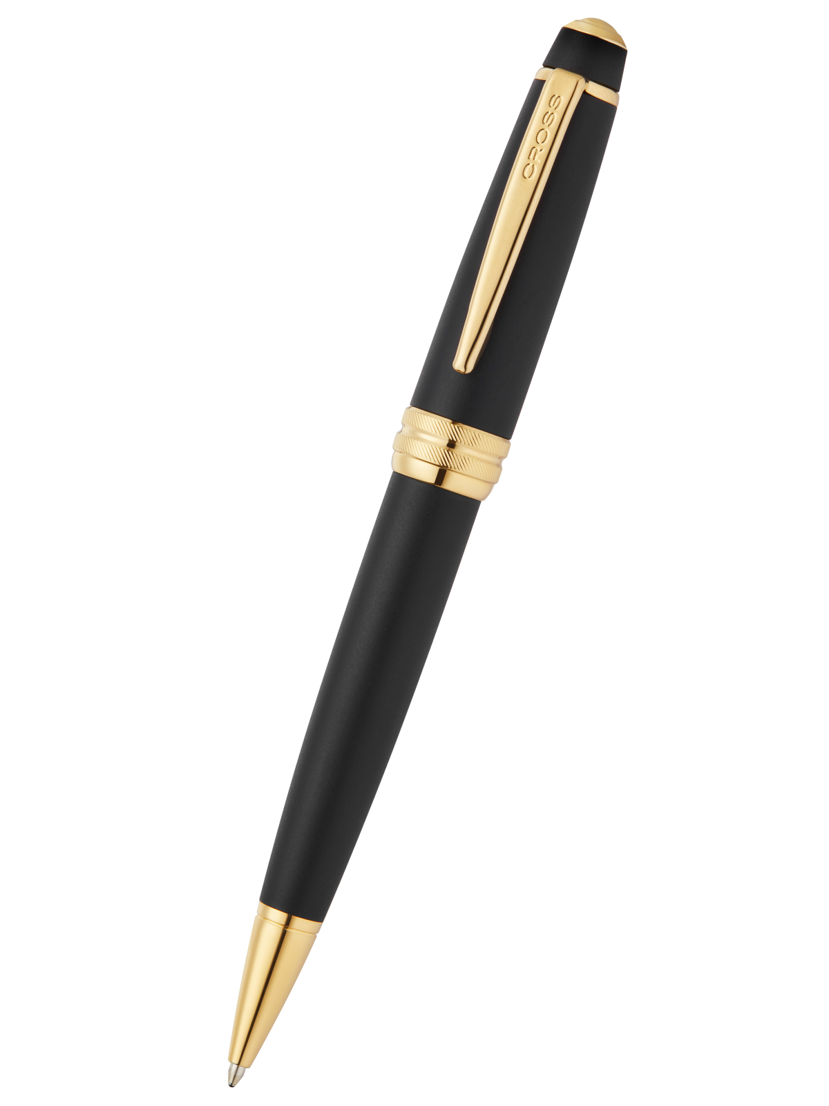 Cross Bailey Matte Black Lacquer with 23KT Gold PVD Ballpoint Pen