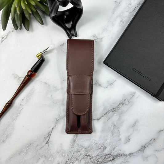 Girologio 2 Pen Antique Brown Leather Case