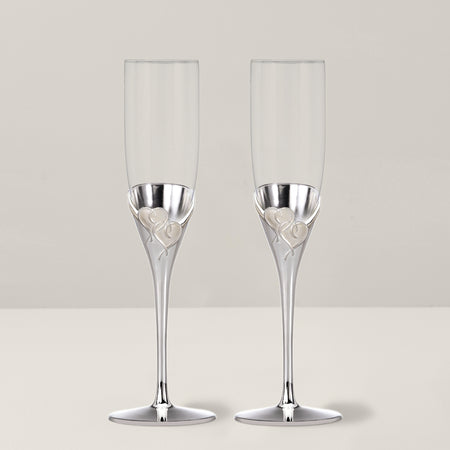 Lenox True Love Silver Champagne Toasting Flutes
