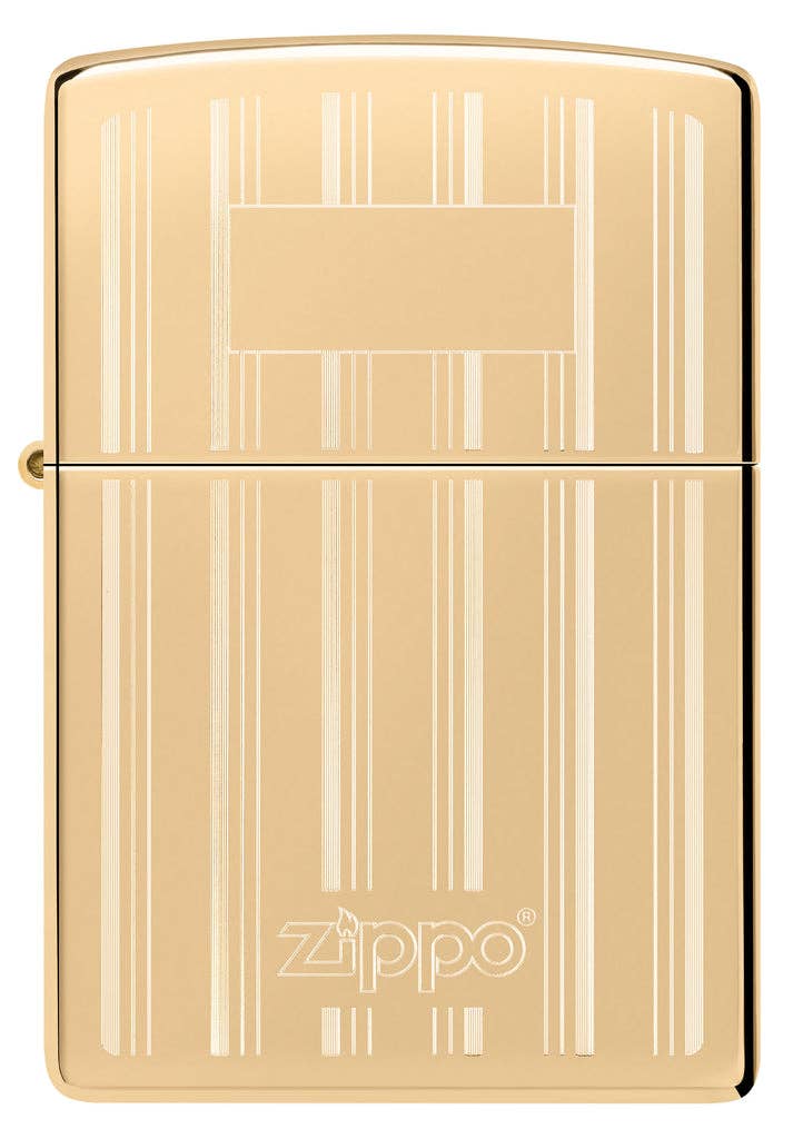 Zippo Classy Zippo Logo Pinstriped Design High Polish Brass Windproof Lighter