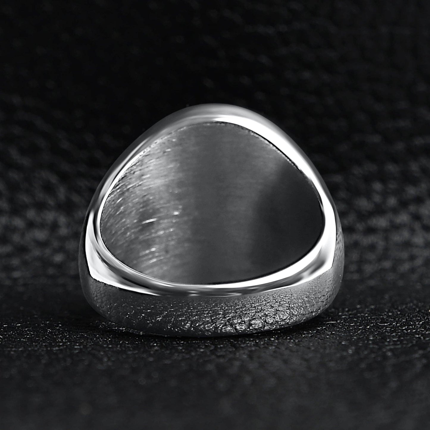Mens Stainless Steel Polished Round Signet Ring
