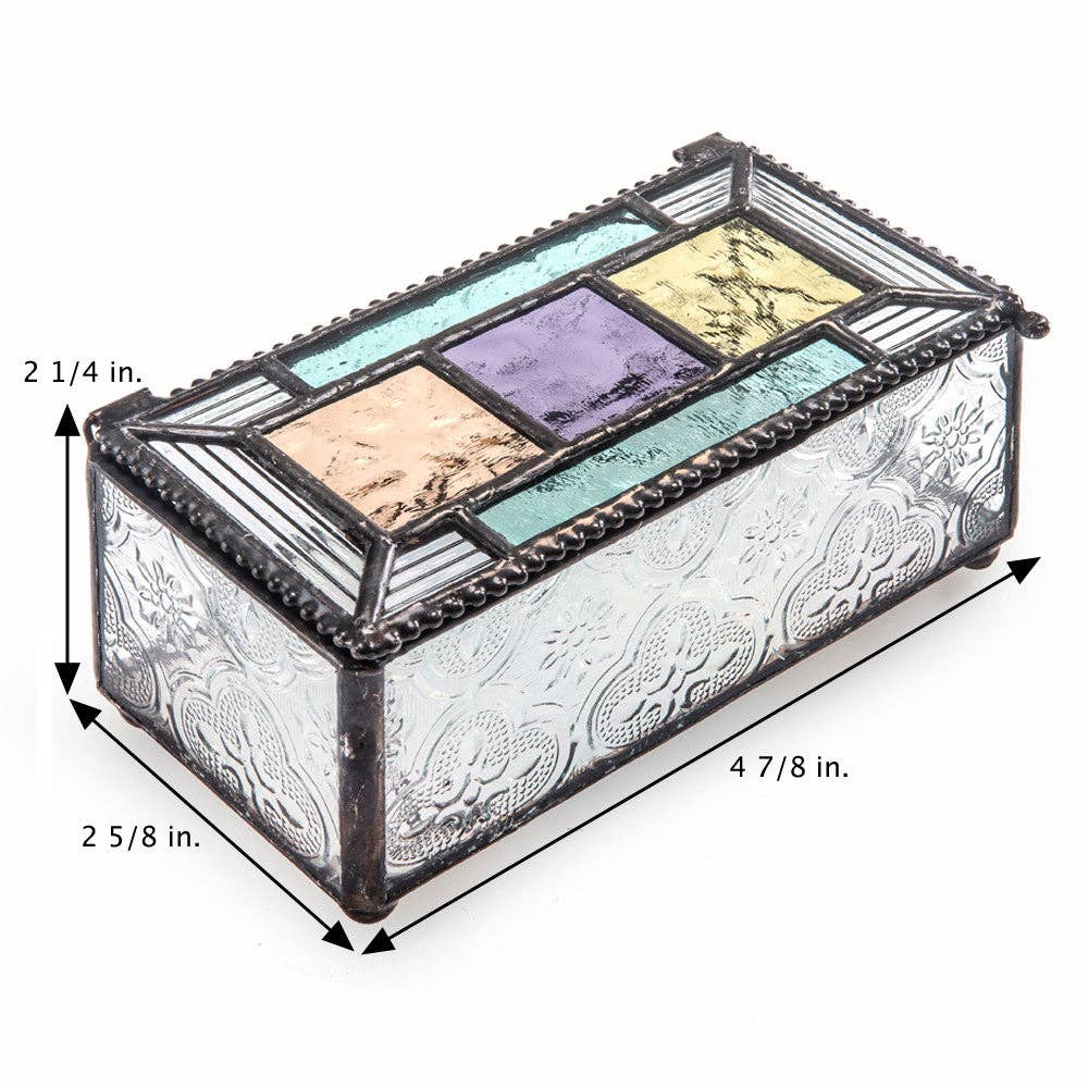 Multi-Color Glass Jewelry Box with Textured Sides