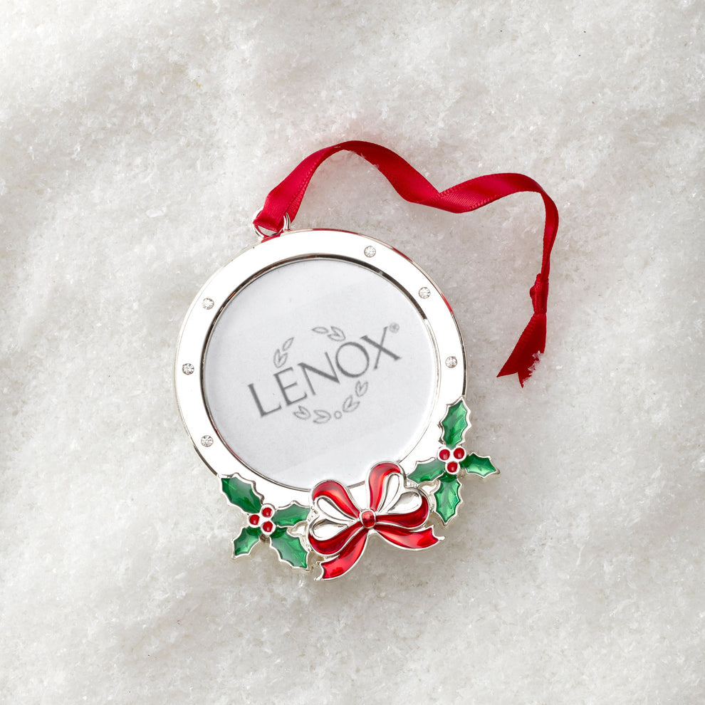 Lenox Holly Photo Frame Silverplate Ornament