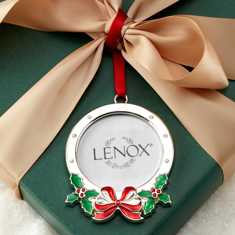 Lenox Holly Photo Frame Silverplate Ornament