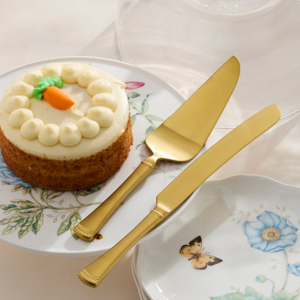 Lenox Portola Gold Cake Knife & Server Dessert Set