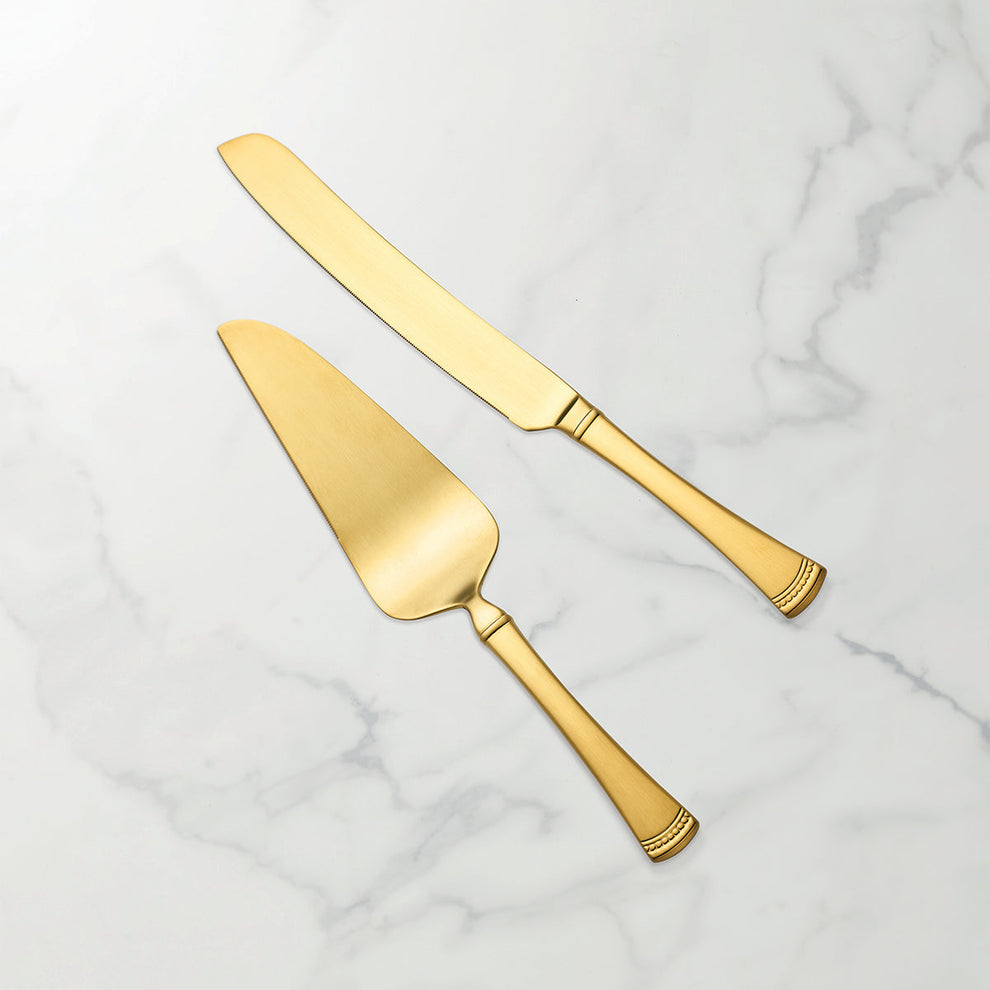 Lenox Portola Gold Cake Knife & Server Dessert Set
