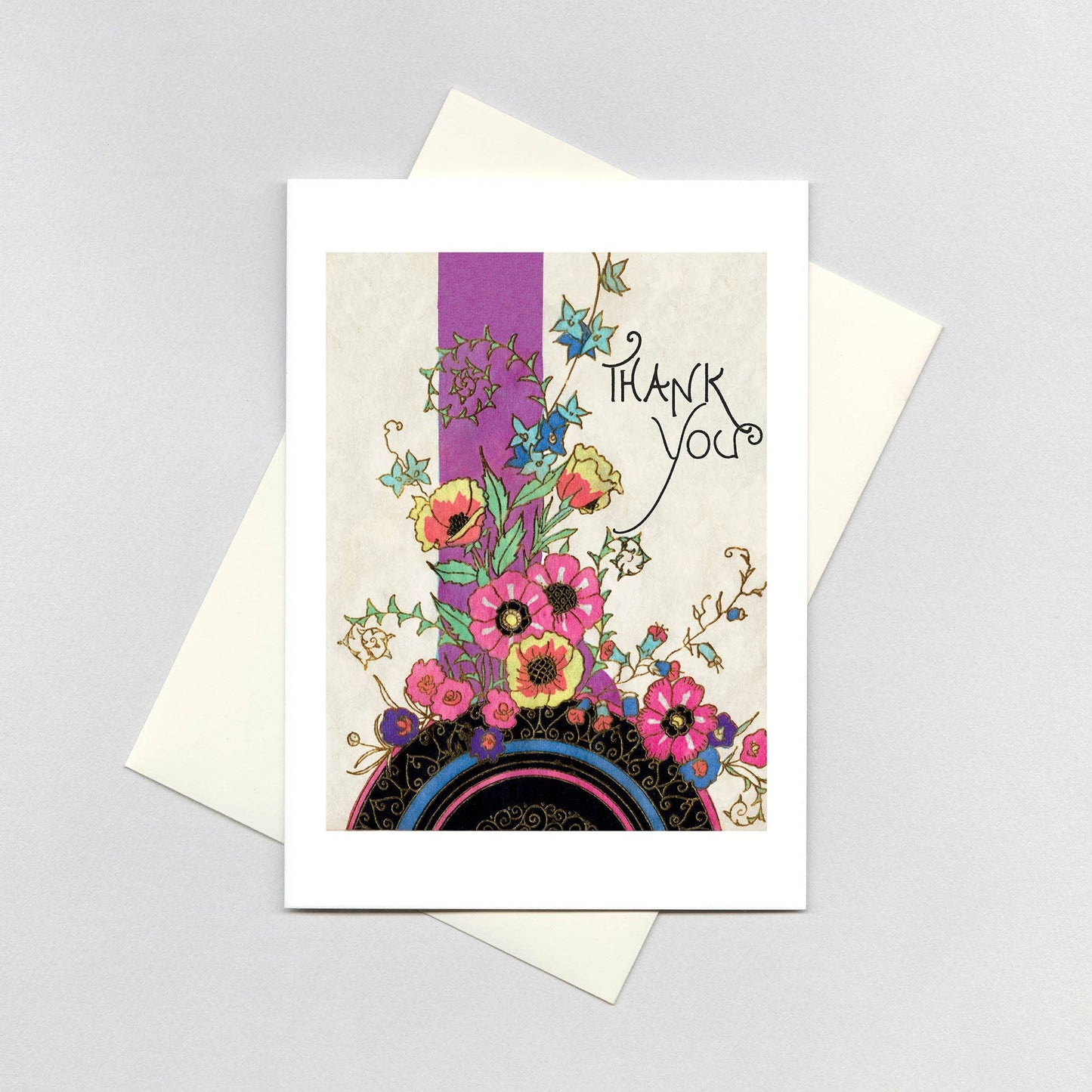 Art Deco Floral Thank You Greeting Card