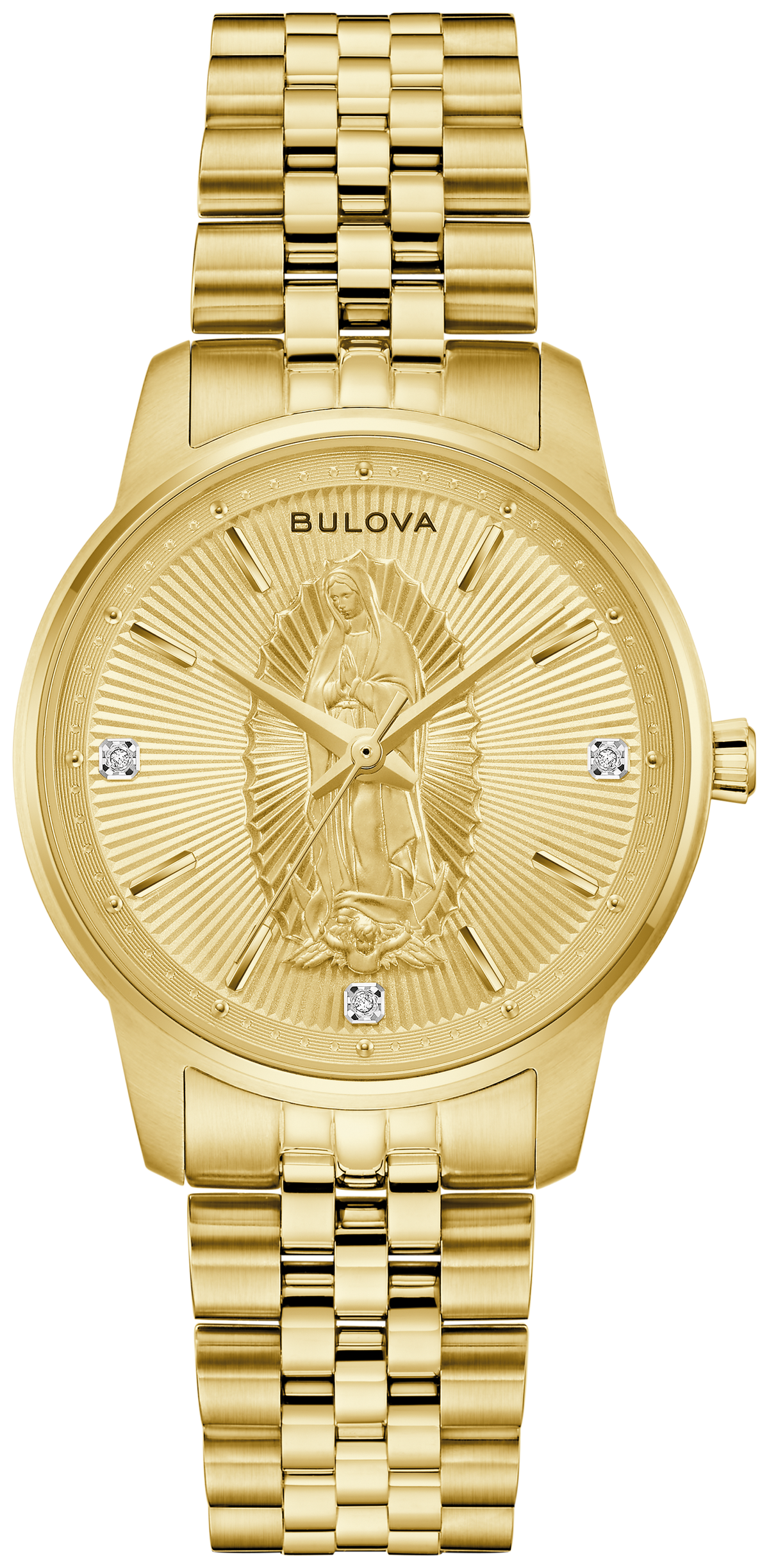 Bulova Ladies Classic Our Lady of Guadalupe Diamond Accent Gold-Tone Watch
