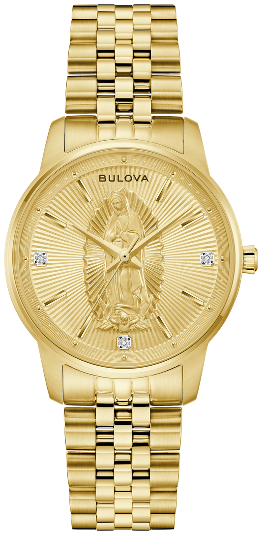 Bulova Ladies Classic Our Lady of Guadalupe Diamond Accent Gold-Tone Watch