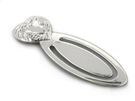Art Nouveau Sterling Silver Ornate Repousse Heart Bookmark