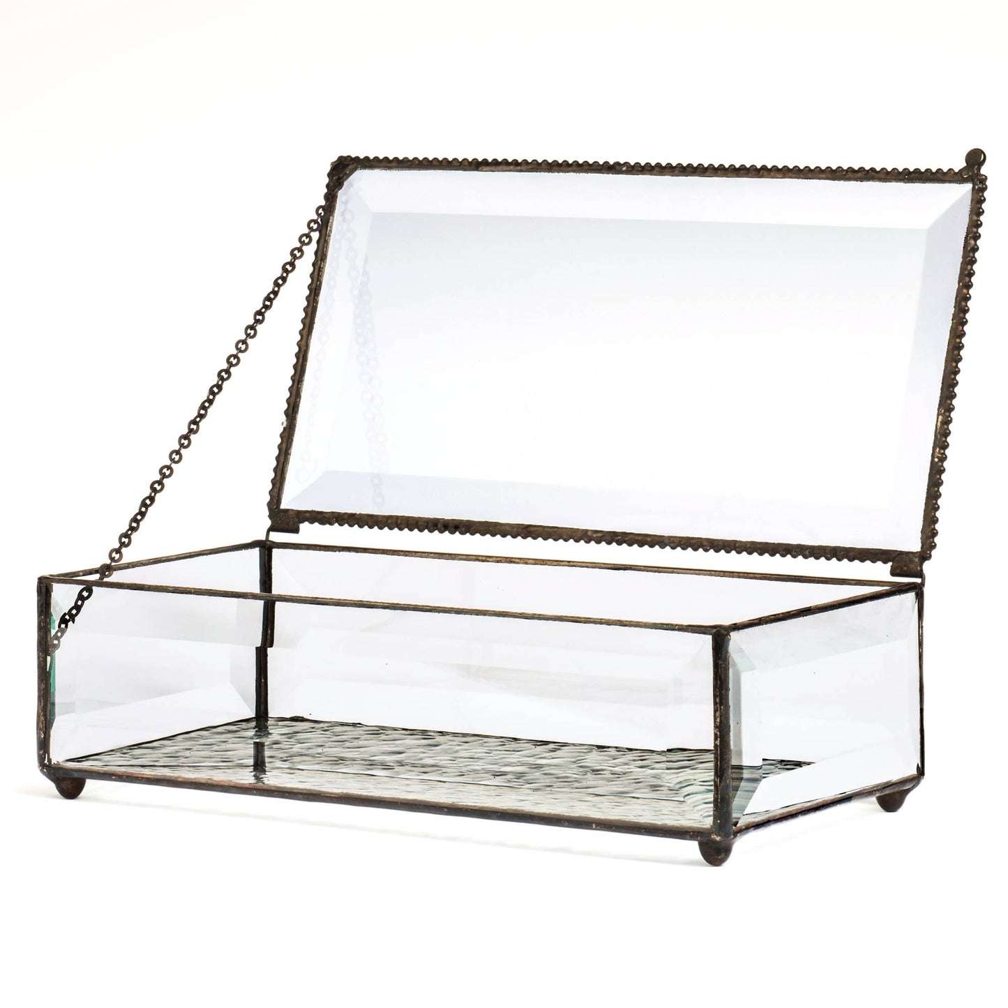 Beveled Glass Keepsake Box with Hinged Lid