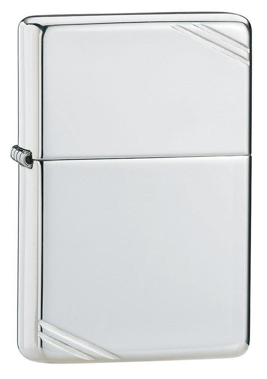 Zippo High Polish Sterling Silver Vintage Style with Slashes Windproof Lighter