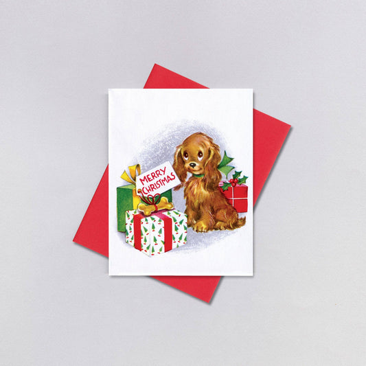 Spaniel with Presents Christmas Greeting Card