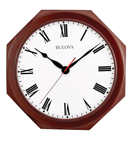 Bulova Capitol Large Octagon Solid Hardwood Gallery Wall Clock