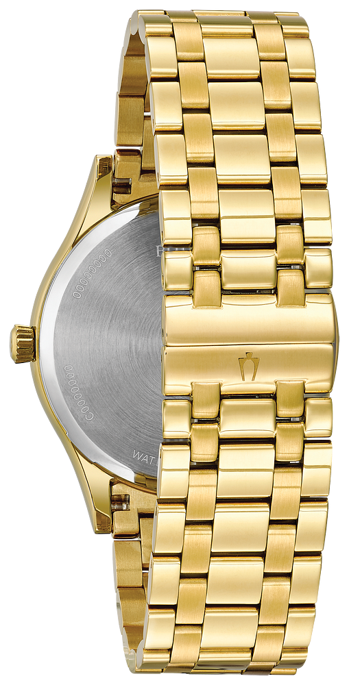 Bulova Classic Gold & Black Dial w/ Diamonds Watch