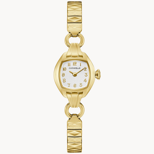 Caravelle by Bulova Ladies Classic Cocktail Gold Watch with Expansion Bracelet
