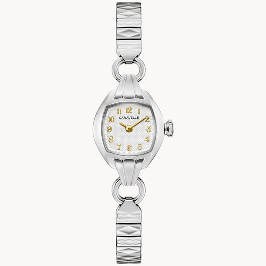 Caravelle by Bulova Ladies Classic Cocktail Silver Watch with Expansion Bracelet
