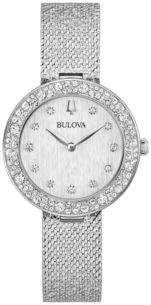 Bulova Ladies Crystal Champagne Silver Watch