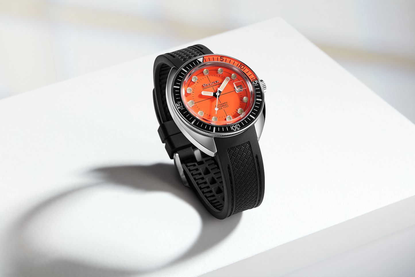 Bulova Oceanographer Devil Diver Orange Dial & Black Strap Watch