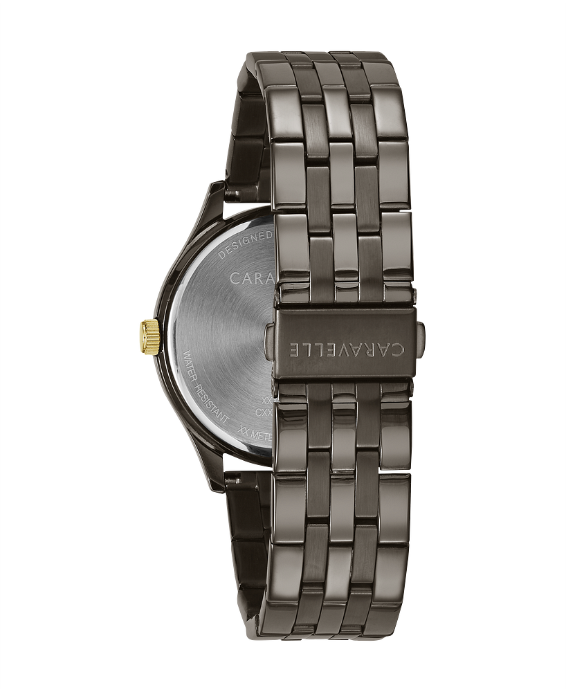 Caravelle by Bulova Dress Gunmetal & Gold Accent Watch