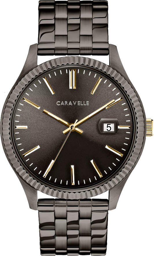 Caravelle by Bulova Dress Gunmetal & Gold Accent Watch