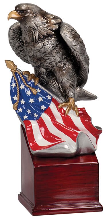 8 3/4" Eagle and American Flag Statue on Base