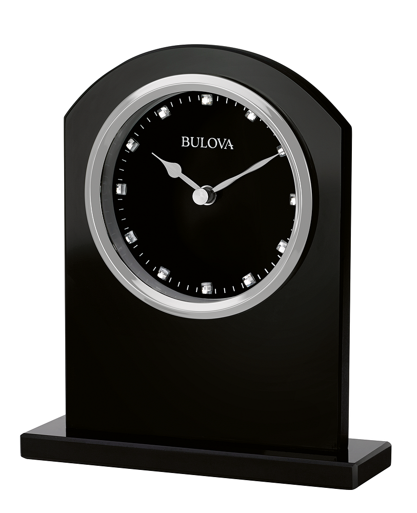 Bulova Ebony Crystal Contemporary Tabletop Clock