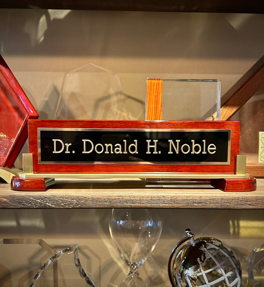 Rosewood Piano Finish with Gold Accents Name Bar