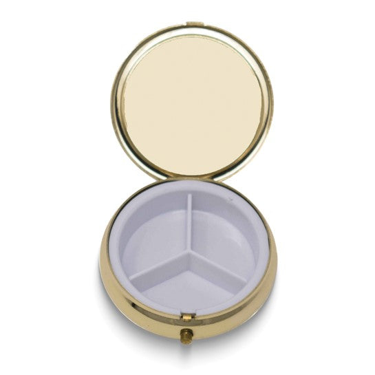 Gold-tone Round Pillbox with Mirror