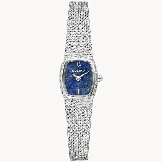 Bulova Ladies Goddess of Time Silver Bracelet with Blue Sodalite Dial Watch