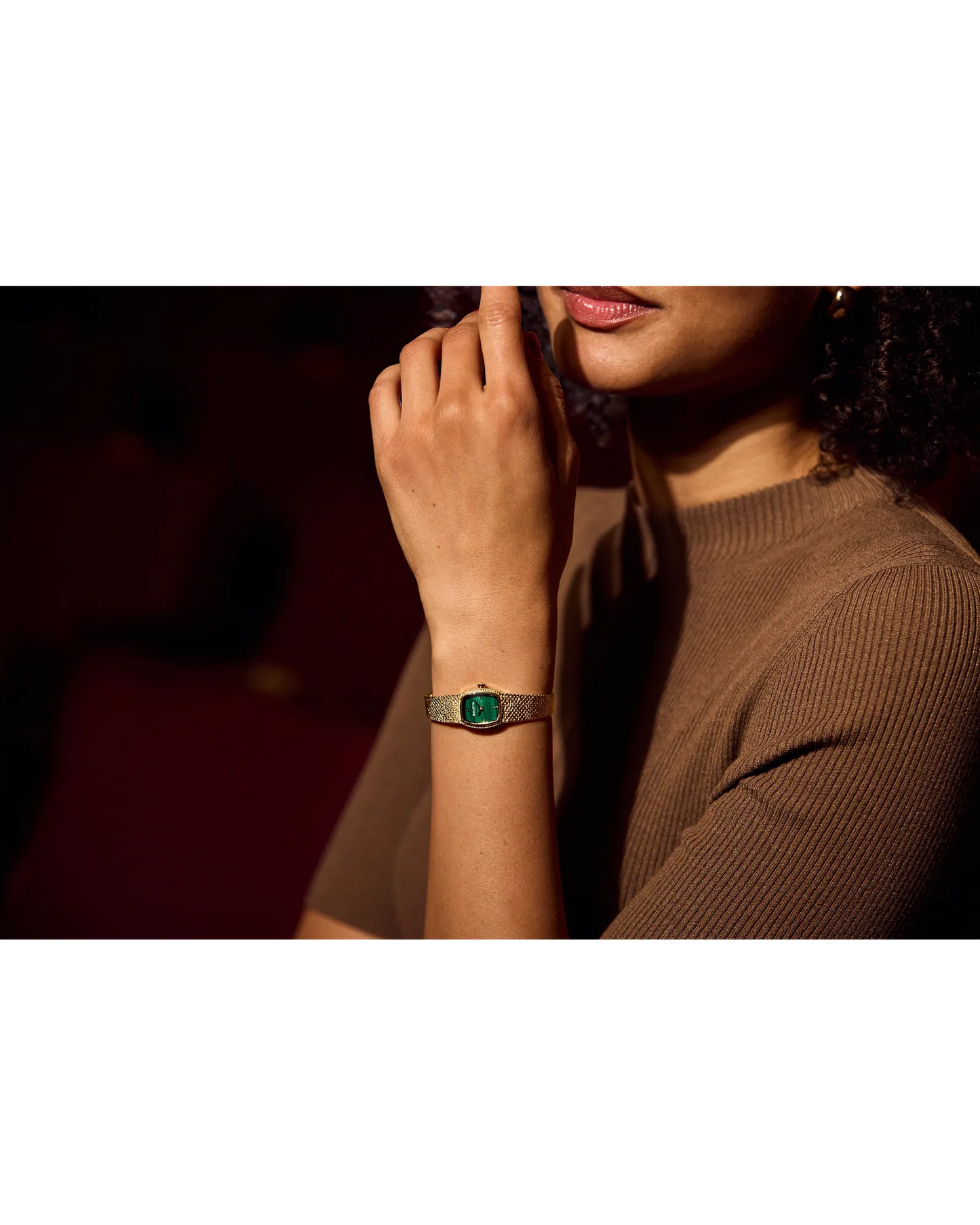 Bulova Ladies Goddess of Time Gold Bracelet with Green Malachite Dial Watch