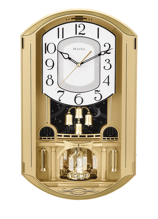 Bulova Golden Music Deco Musical Pendulum Wall Clock