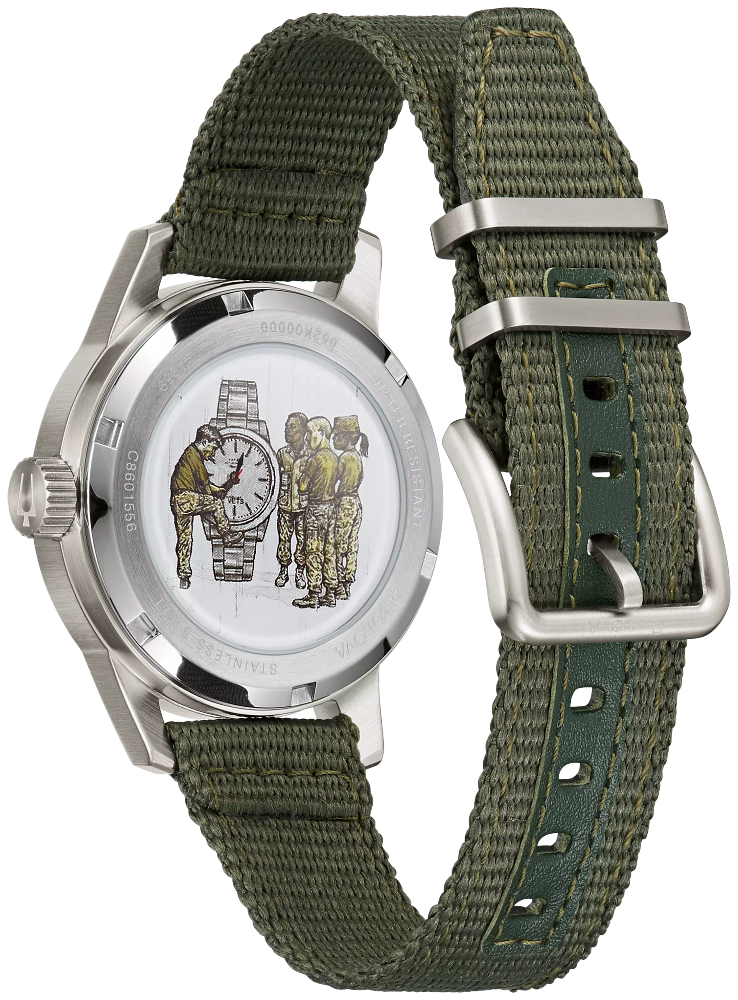 Bulova VWI Field Military Style Automatic Hack Watch with Olive Green Nylon Strap