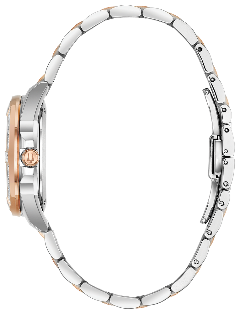 Bulova Ladies Silver, Rose Gold, Diamond & Mother of Pearl Watch